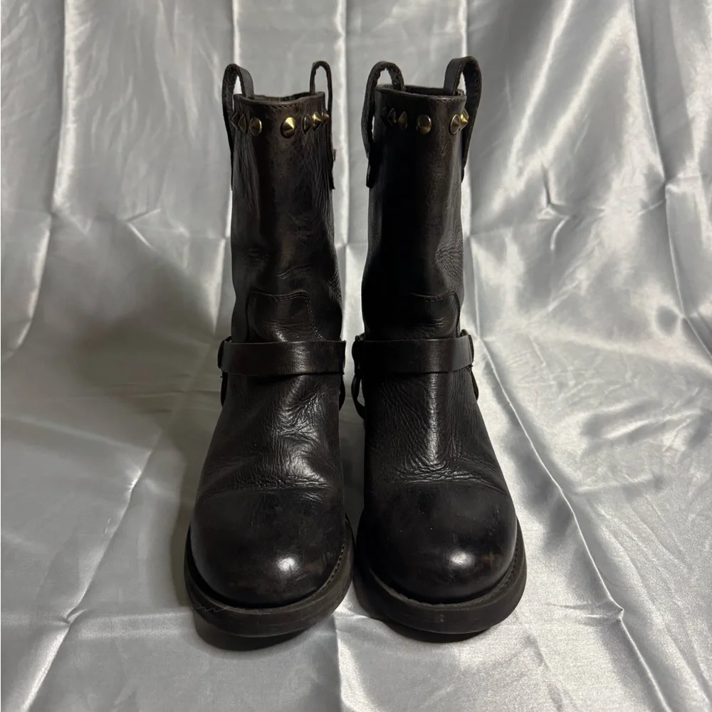 BOEMOS $360 Brown Leather Studded Mid Calf Pull On Boots
Made in Italy Size 36 - Picture 4 of 8